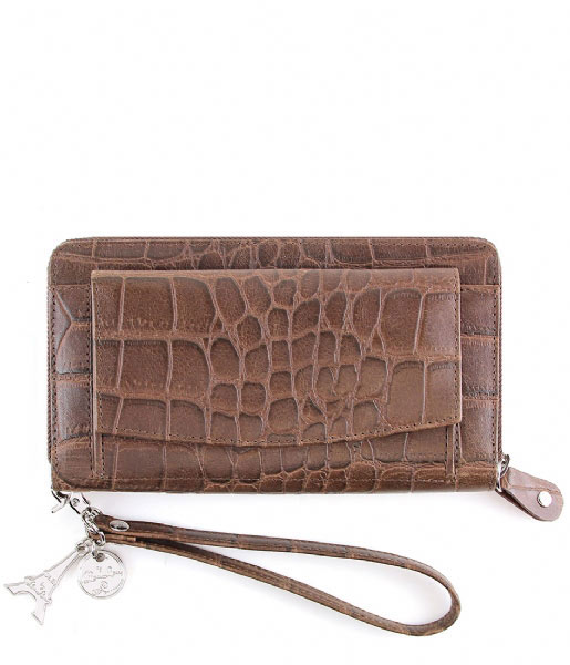 LouLou Essentiels Zip wallet SLB Vintage Croco dark brown